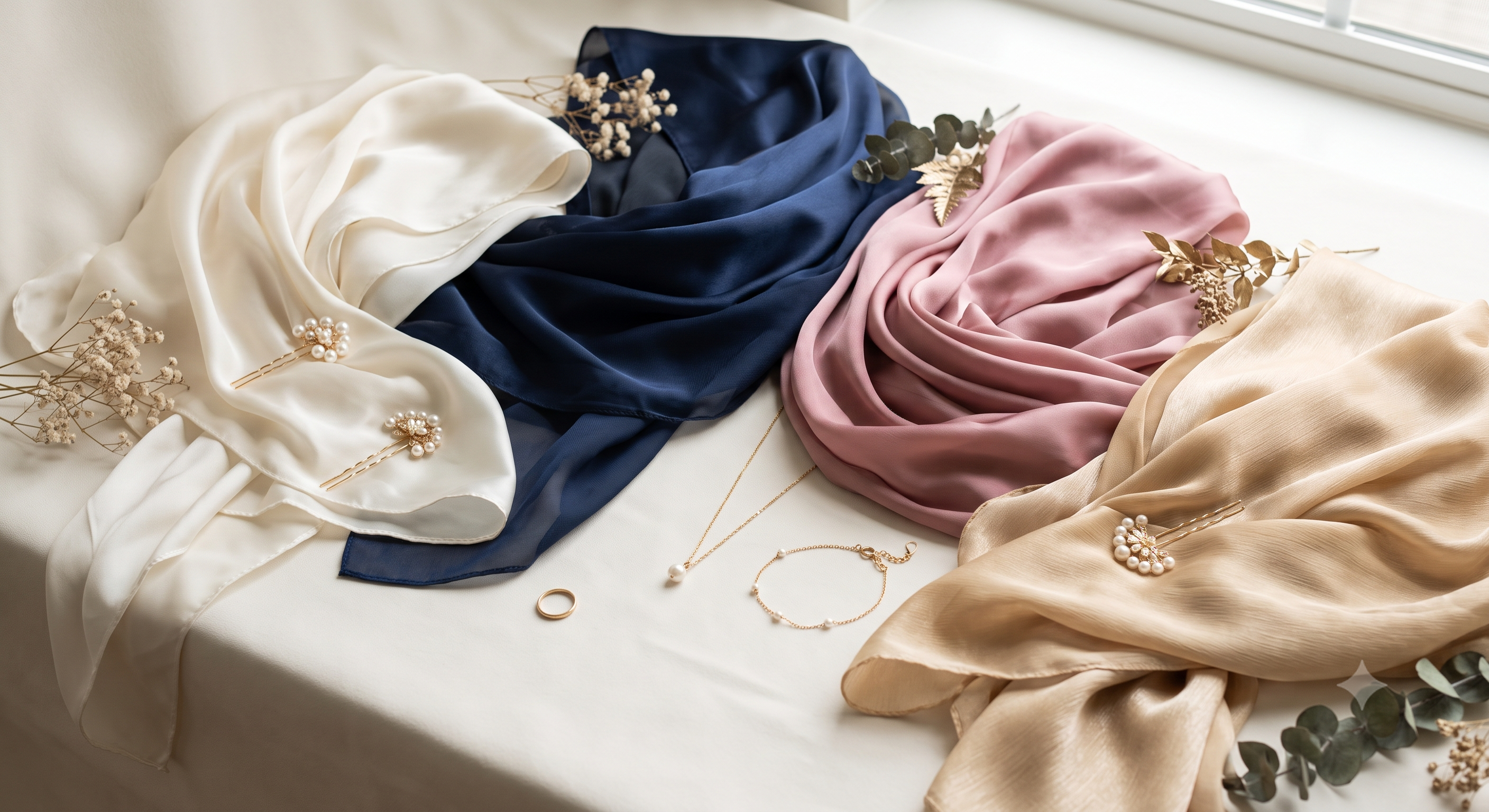 Collection cérémonie de hijabs satin et mousseline
